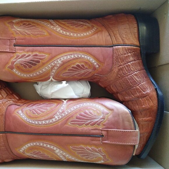 Bonanza 'Cowboy' Western Equestrian Horseback Alligator Riding Boots New In Box - Picture 1 of 6